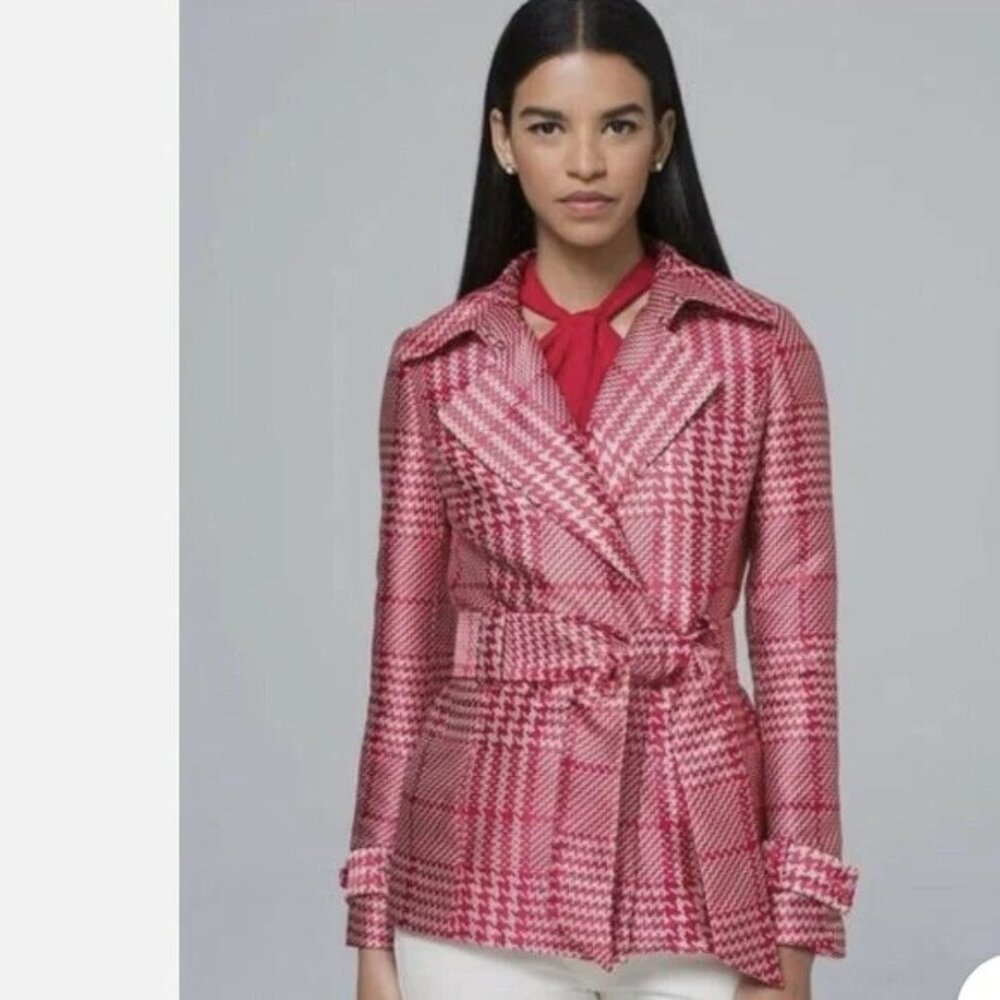 WHITE HOUSE BLACK MARKET Obsessed Plaid Trench